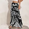 Pantalon pour femmes rétro tribal imprimé noir et blanc moderne larges dames dames surdimensionnées street model pantalon droit