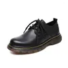 Casual Shoes Thick Heel For Men 2024 Summer Autumn Derby Round Toe Male Business Dress Men's Leather Black A206