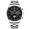 Relógios de pulso Moda Men's Sports Watches Men Clock Luxury Stainless Steel Quartz Watch Watch Man Business Casual Leather Relroj Hombre