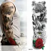 Transfert de tatouage Tatouages temporaires pour homme à grande taille manches bras tatouage autocollant art faux tatouage pour femmes forêt noire tatoo wolf 240427