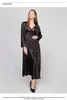 Kvinnors sömnkläder Autumn New Hollow Out Long Section Women Robe Set Lace Sexig Spaghetti Strap Cardigan Twinset Bathrobe Y240426