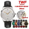 TWF Luxury Watches TW 39mm Sixties Steel 1-39-52-01-02-04 Cal.39-52 Automatisk herrklocka Sapphire Silver Dial läderband