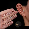 Stud 1 pc rose goud roestvrij staal helix mode dierenplant cz oordobe tragus daith kraakbeenschroef rug oorrang druppel levering jood dhwue