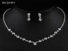 Silver Plated Crystal Bridesmaid Bridal Jewelry Sets Geometric Choker Necklace Earrings for Women Wedding Jewelry Sets7519694