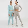 Feminino de tracksuits de ioga Conjunto de roupas esportivas femininas Leg de ginástica Fitness Bra Crop Yoga de mangas compridas 240424