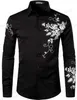 Casual shirts voor heren met lange mouwen Hawaiiaanse shirts gouden bloemen shirts mannen mode shirt casual strand blouse bussiness camisa heren kleding knop omhoog 240424