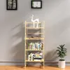 Bookshelf, ladderplank, 4 -laags hoog boekenkast, moderne open boekenkast voor slaapkamer, woonkamer, kantoor (bamboe)