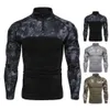 Taktyczne koszulki Mens Tactical Battle Black T-shirt z długim rękawem CP Kamuflażowy kombinezon powietrzny kemping garnitur 240426