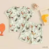 Одежда наборы детская одежда детская одежда девочек летняя корова цветок печати с короткими футболками с коротким рукава