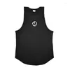 Men's Tank Tops Japanese Anime Logo Wu Font Funny Printing Summer Clothing Gym Stringer Top Men Fitness Sleeveless Shirt Bodybuilding Vest