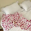 sets INS Cute Cartoon Strawberry Coral Fleece Baby Quilt Thin Blanket Newborn Comforter Kindergarten Kids Lunch Break Bedding