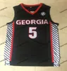 Zszyty NCAA Georgia Anthony 5 Edwards Basketball Jerseys College #5 Red White Grey Szyty koszulki Mężczyźni S-2xl 2024