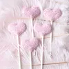Supplies festives 5 PCS / Set Girl Boby Happy Birthday Cake Flags Star Heart Crown For Kids Baby Shower Party Baking Decor Blue Pink