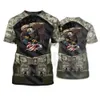 Taktik Tişörtler ABD Askeri Bayrak Baskılı Yaz Erkek Tişört Kamuflaj Deseni Büyük Boy Kısa Kısa Klasik Retro Açık Hız Takım 240426