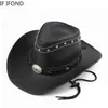 Chapeaux à bord large chapeau seau classique% cuir western cowboy chapeau pour hommes gentleman papa godfather caps panama cowgirl jazz chapeaux sombrero hombre y240425