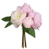 Decorative Flowers High-end Artificial Flower Fake Living Room Decoration TV Cabinet Entrance Pography Props Six Heads Peony B