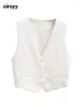 Women's Vests Circyy Vest Women Cropped Waistcoat Fashion Front Buttons Tops Vintage V Neck Sleeveless Female Outerwear White Chic