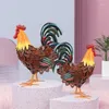 Dekorative Figuren Metall Rooster Decor Outdoor Garten Statuen Hühnerkulptur für Gartenrasen Ornamente