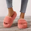 Hausschuhe Plus Größe Tochter Qualität Luxus ein Wort dicker alleiniger Winter warm warmer Samt Home Frauen Schuhe Innenraum Plüsch offener Zehen Baumwolle