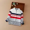 Shirt per ragazzi Polo di alta qualità di cotone Spring Autumn Autumn Long Stripe Righited Top Top Bids Casual Brancabile 240425 240425