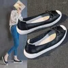 Casual schoenen promotie bowknot cowhide modieuze vrouwen platte lente zachte zool slijtage niet-slip comfortabele loafers