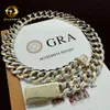 Vv en gros VVS Moisanite Diamond Iced Out Cuban Link Chain à deux tons 14k Gold plaqué Hiphop Collier Men Bijoux Cuban Link Chain