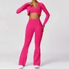 Frauen Tracksuits 2-teilige Sport-Set Frauen Flash Hosen Übung Set Damen Langarm Hemd Set schnell trocknend Yoga Kleidung Fitnessstudio Sportswear Frauen 240424