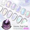 Nail Polish MEET ACROSS 7ML Aurora Top Coat 6 Colors Reflective Glitter Gel Nail Polish Semi Permanent UV Gel Nail Art Design For Manicure Y240425