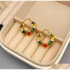 Stud 2024 Earrings European And American Retro Color Enamel Heart-Shaped Ear Clip Womens Earring Drop Delivery Jewelry Otm9G