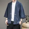 Ubranie etniczne chiński styl retro japońskie japońskie kimono cardigan men bawełniany płaszcz o rozmiarach samuraj