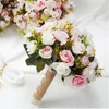 Bouquet de mariage rose Bride Bridesmaid tenant des fleurs en soie Ribbon Roses artificielles Mariage Bouquet Accessoires de mariage 240425