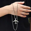 Pendant Necklaces New Fashion Mens Aircraft Necklace 28 Inch Long Neck Hip Hop Rock Pendant Necklace Mens Accessories Boyfriend Gift Q240426