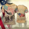 Tactical T-shirts US military flag printed summer mens T-shirt camouflage pattern oversized short sleeved classic retro outdoor speed suit 240426