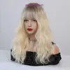 Wave Curly Wig Womens茶色がかった赤いハロウィーン中程度の長さ波状の赤いかつら