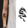 Transferência de tatuagem Pequena impermeável impermeável tatuagem falsa Tigre Wolf Dragon Arrow Compass moda Art Arm Wrist Neck Mini Man Tatoo 240427