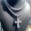 Hip Hop Cross Pendant With 8mm TopBling 5A Zircon Tennis Chain Mens Jewelry Gift