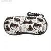 Cajas de gafas de sol Case de gafas de café de gato negro para hombre Bolsa de protección de dibujos animados suaves Q240426