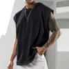 Tampo masculino Tops simples de camiseta solta Men sem mangas com capuz, todos combinam com a pele