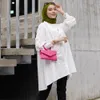 Malezja Kobiety plisowane Tops Solid Kolor Buttons koszula muzułmańska luźna top swobodny damski bluzka afrykańska smock Dubai Turkey T-shirty 240415