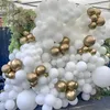 Party Decoration White Gold Balloons Garland Metal Latex Graduation Kid Birthday Baby Shower Gender Reveal Wedding