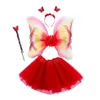 Stage Wear 4pcs Girls for Butterfly Costume Set Princess Gonna Rainbow Wing Headband Fairy Wand Halloween Cosplay Dress Up