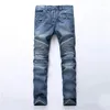 Heren jeans fietser homme rechte mannelijke motorfiets moto katoen streetwear mannen denim hiphop stretch broek joggers landingsbaan groot formaat groot