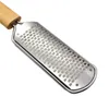 Bamboo Handle Stainless Steel Foot File Quick Dead Skin Calluses Pedicure Tool