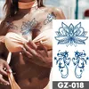 Tattoo Transfer Ink Juice Waterproof Temporary Tattoo Stickers Indian Henna Lotus Rose Body Art 3D Fake Tatto Men Women Lasting Blue Tattoos 240427