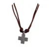 1 PC Cross Herren Schmuck Vintage Echtes Lederseil Halskette für Frauen Punk antike Anhänger Halsketten Mode Gebet Geschenkkette274n