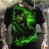 Men's T-Shirts Fashionable electric lights dazzling printed animal patterns short sleeved summer mens casual quick drying large-sized ClothingTop Q240425