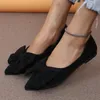 Donne Flats Bow Scheroni puntati di punta di piedi femminile in pelle scamosciata scarpe da passeggiata in cambio sandali casual sandali zapatillas mujer 240411