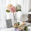 Flores decorativas 3pcs Sedra Hydrangea Artificial Big Flower Heads Living Living Home Wedding Party Decor Decor Longo Plant Fake DIY