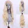 Websterwigs Orange Color Lace Front Wig for Women Synthetic Wigs Side Part Highlight Blonde Long Wavy 240419