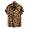 Mäns casual skjortor 3D tryckt leopardskjorta för män avslappnad mode sommaren korta ärmar hawaiian strandtröjor personlighetslapel aloha knappblus 240424